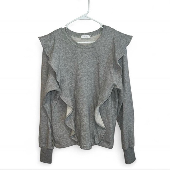 A.L.C. $295 Light Gray Ruffle Sweatshirt - Picture 4 of 6
